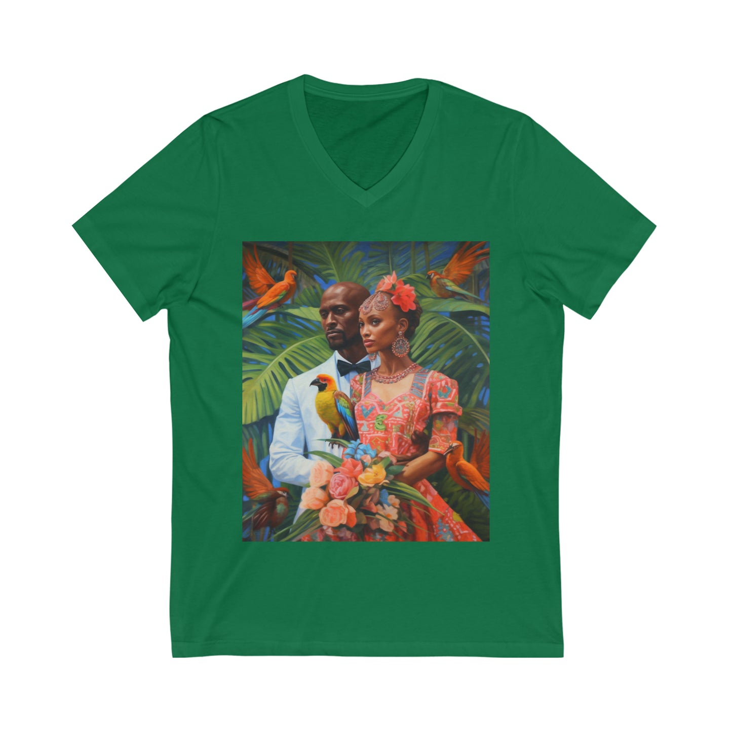 Tropical Bride Unisex Jersey Short Sleeve V-Neck Tee