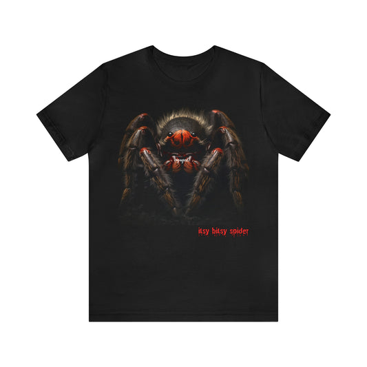 Unisex T-shirt with tarantula design, front view