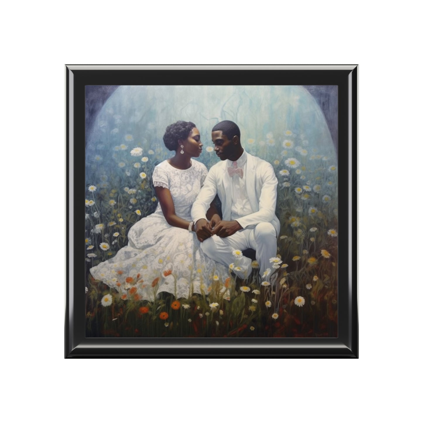 Lace In the Garden African American Couple Jewelry Box