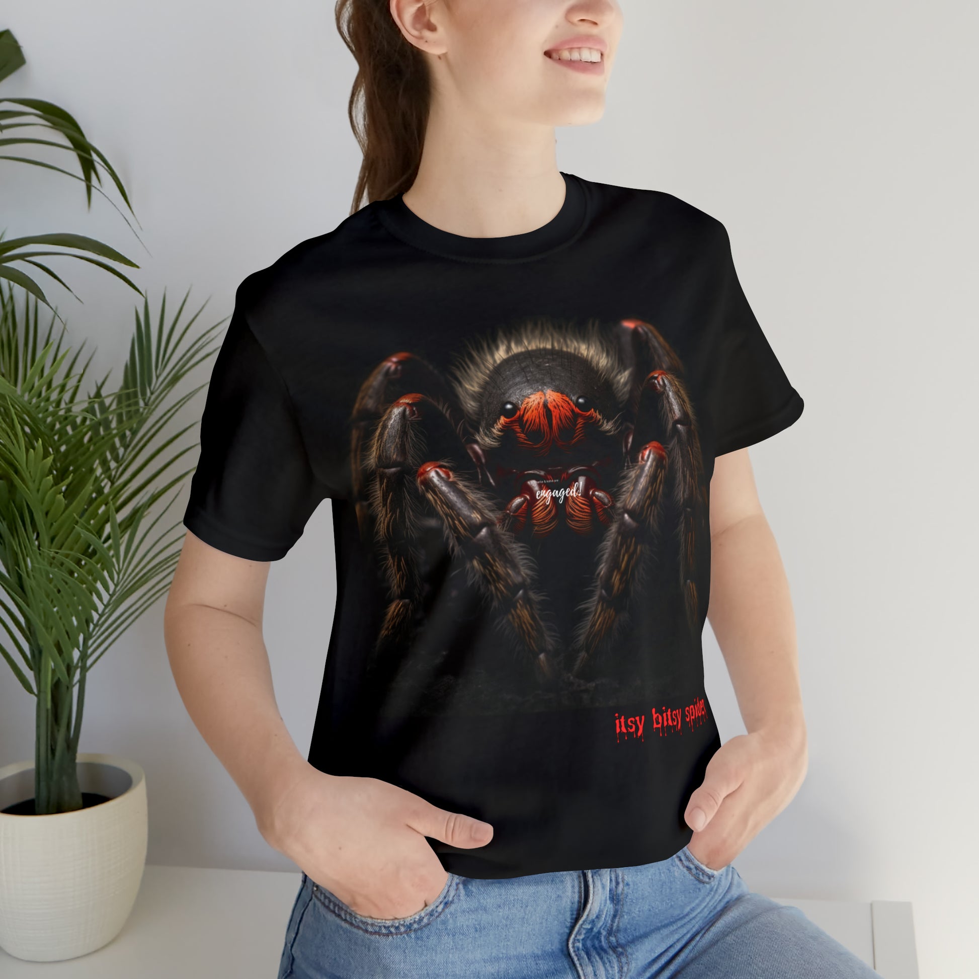 tarantula t-shirt on woman, front view