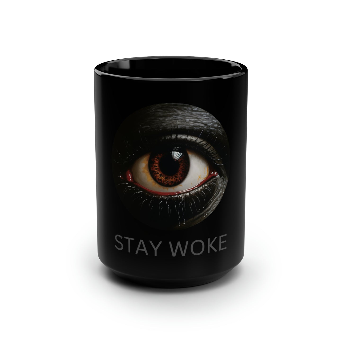 Stay Woke Black Mug, 15oz